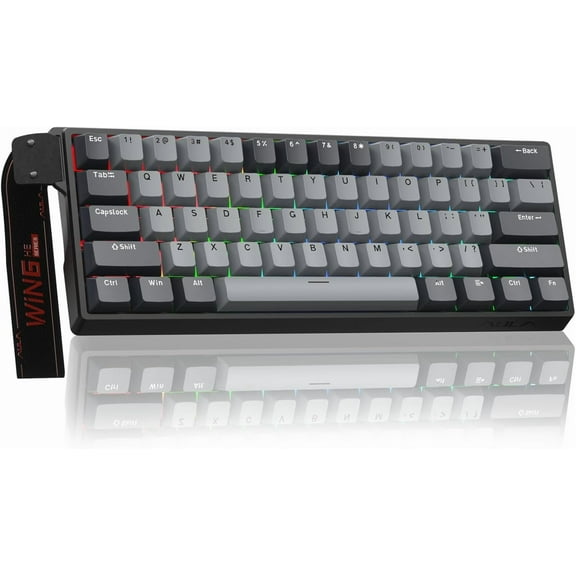 AULA WIN60 HE 61-Key Wired Hall Effect Magnetic 60% Gaming Keyboard, RGB, Instant Commands, 60% Compact Design, Near-Zero Delay, Custom Actuation, Rapid Response - Grey/Black