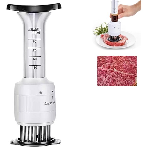 AULAVP Brisket Injection Meat Tenderizer Tool Flavor Marinade Injector Syringe 30 Stainless Steel Needles