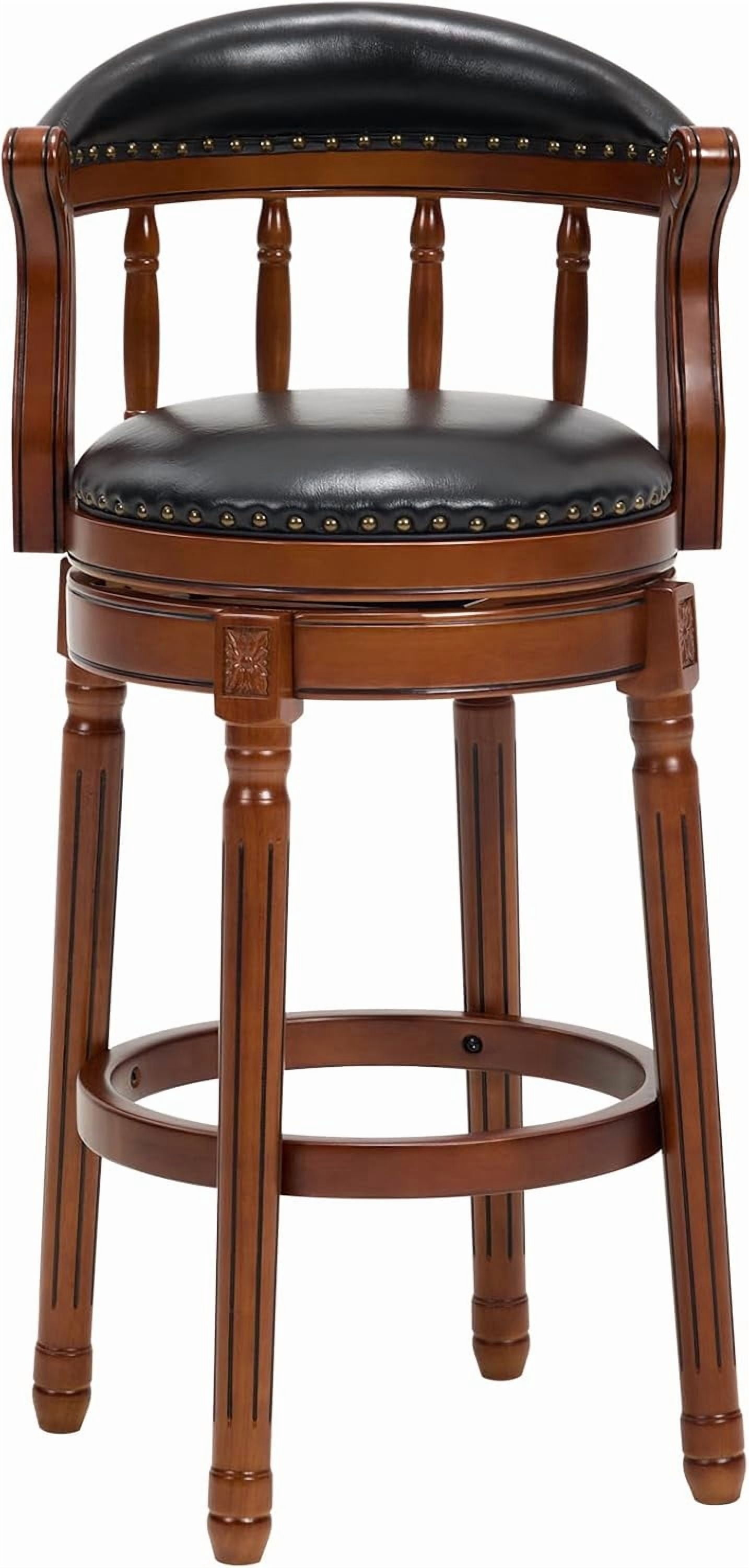 AULIFE Bar Stools Mid-Back Modern Swivel Barstools,Kitchen Counter Genuine Leather Upholstered Island Barstool with Footrest for Home Kitchen Dining Room