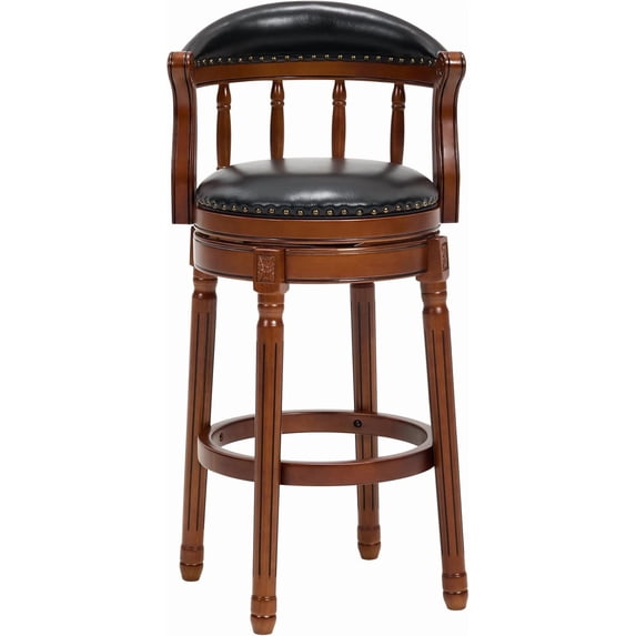 AULIFE Bar Stools Mid-Back Modern Swivel Barstools,Kitchen Counter Genuine Leather Upholstered Island Barstool with Footrest for Home Kitchen Dining Room