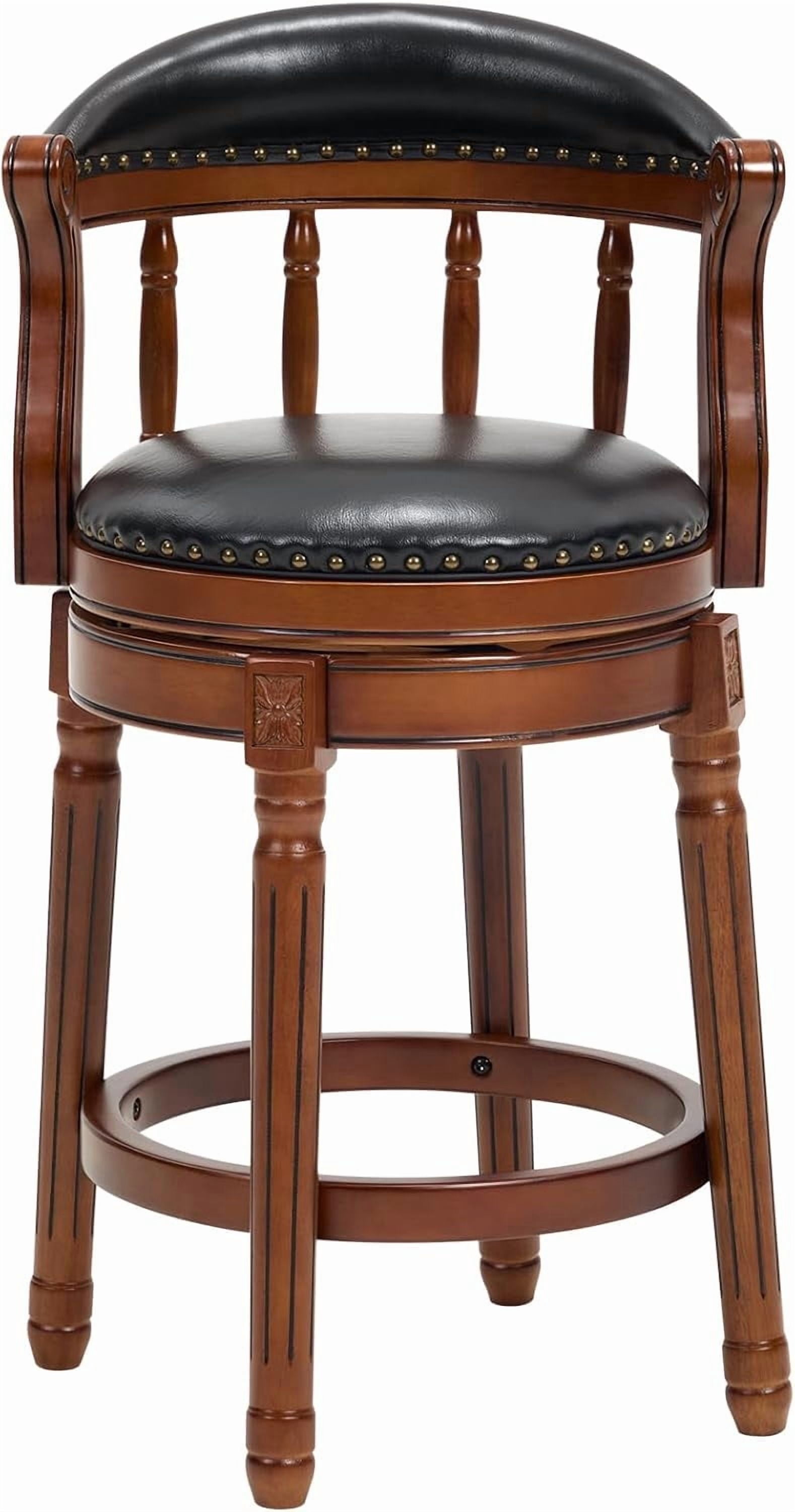 AULIFE Bar Stools Mid-Back Modern Swivel Barstools,Kitchen Counter Genuine Leather Upholstered Island Barstool with Footrest for Home Kitchen Dining Room