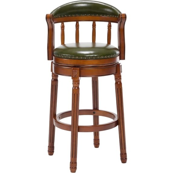 AULIFE Bar Stools Mid-Back Modern Swivel Barstools,Kitchen Counter Genuine Leather Upholstered Island Barstool with Footrest for Home Kitchen Dining Room