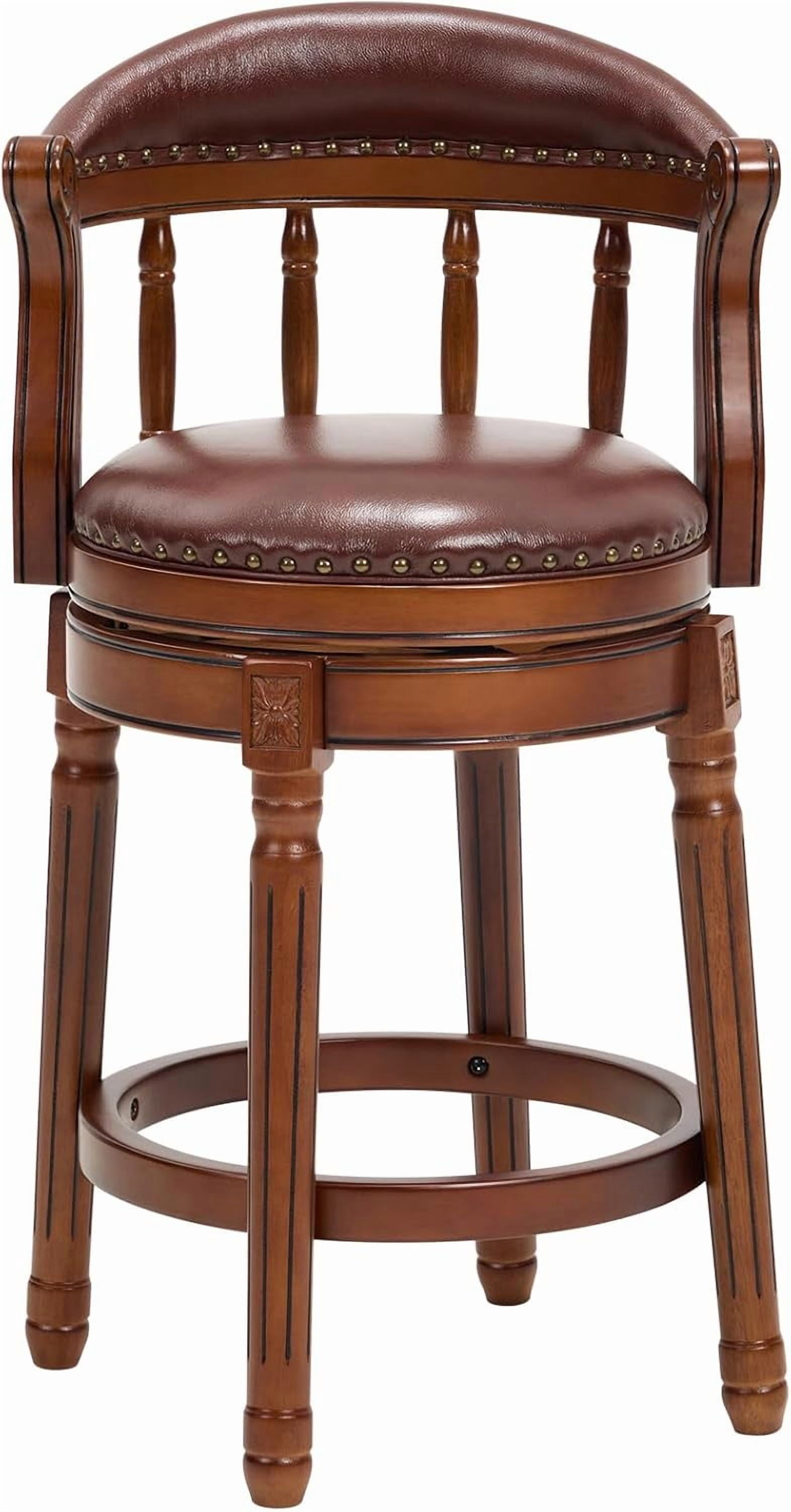 AULIFE Bar Stools Mid-Back Modern Swivel Barstools,Kitchen Counter Genuine Leather Upholstered Island Barstool with Footrest for Home Kitchen Dining Room
