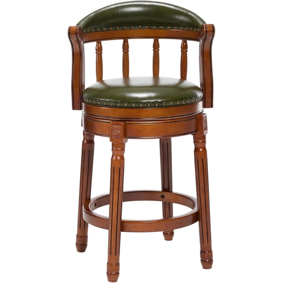 AULIFE Bar Stools Mid-Back Modern Swivel Barstools,Kitchen Counter Genuine Leather Upholstered Island Barstool with Footrest for Home Kitchen Dining Room