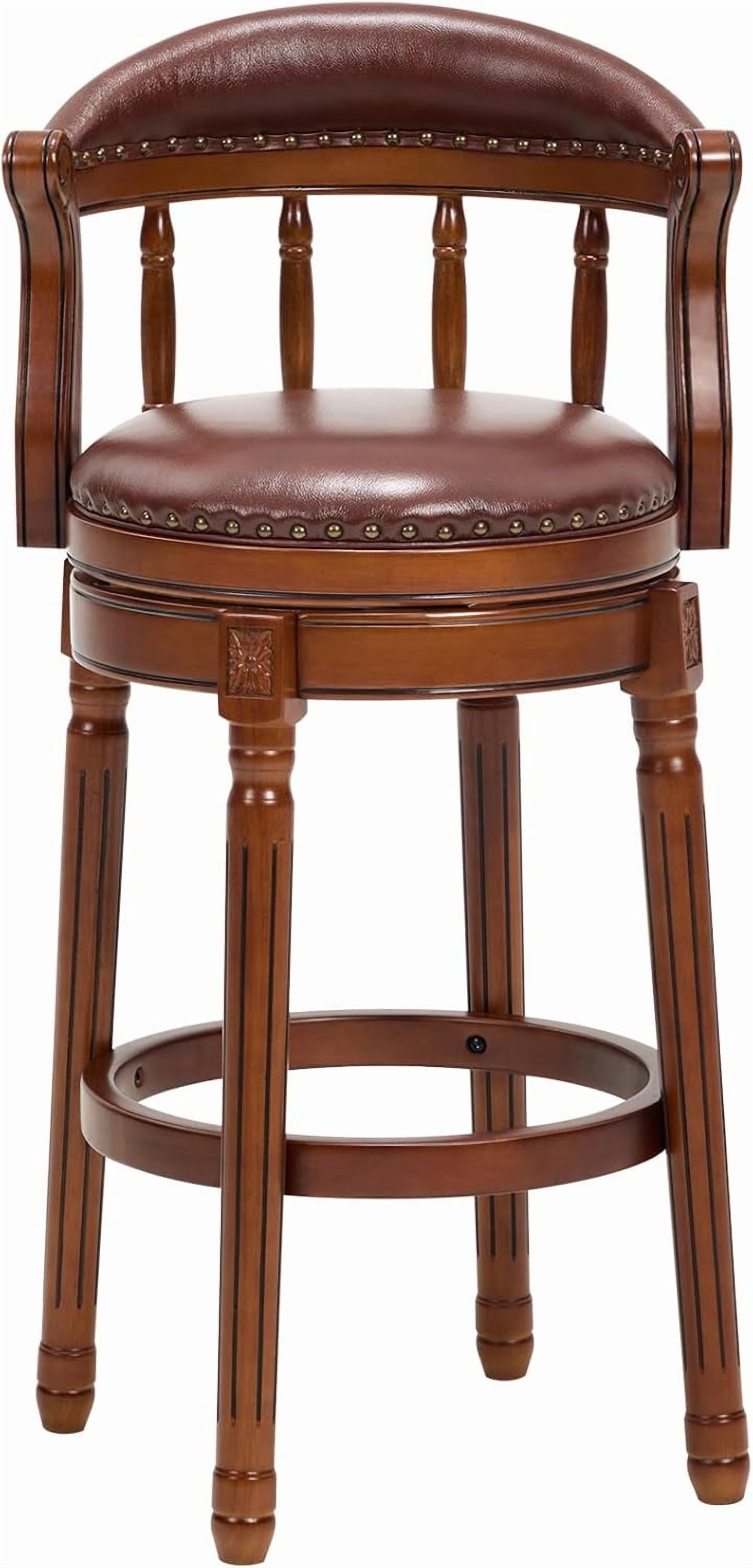 AULIFE Bar Stools Mid-Back Modern Swivel Barstools,Kitchen Counter Genuine Leather Upholstered Island Barstool with Footrest for Home Kitchen Dining Room