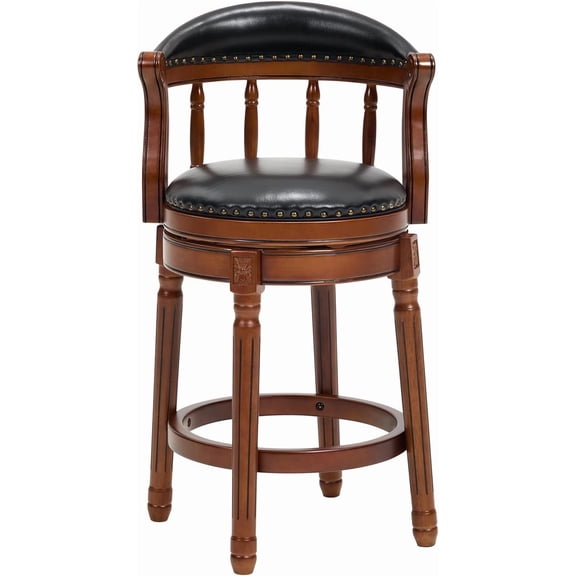 AULIFE Bar Stools Mid-Back Modern Swivel Barstools,Kitchen Counter Genuine Leather Upholstered Island Barstool with Footrest for Home Kitchen Dining Room