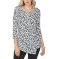 thumbnail image 1 of AULOA Women's 3/4 Long Sleeve V Neck Twisted Front Knot Casual Tunic T-shirt Blouse Top, Stylish and Fashion Forward (XXL, Floral), 1 of 5
