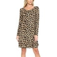 thumbnail image 1 of AULOA Women's Long Sleeve Casual Tunic Dress, Loose Relaxed T Shirt Fabric, Stylish and Fashion Forward (L, Leopard), 1 of 4