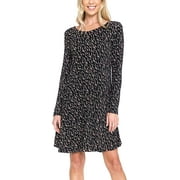 AULOA Women's Long Sleeve Casual Tunic Dress, Loose Relaxed T Shirt Fabric, Stylish and Fashion Forward (M, Lily Black)