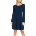 thumbnail image 1 of AULOA Women's Long Sleeve Casual Tunic Dress, Loose Relaxed T Shirt Fabric, Stylish and Fashion Forward (XL, Navy), 1 of 4