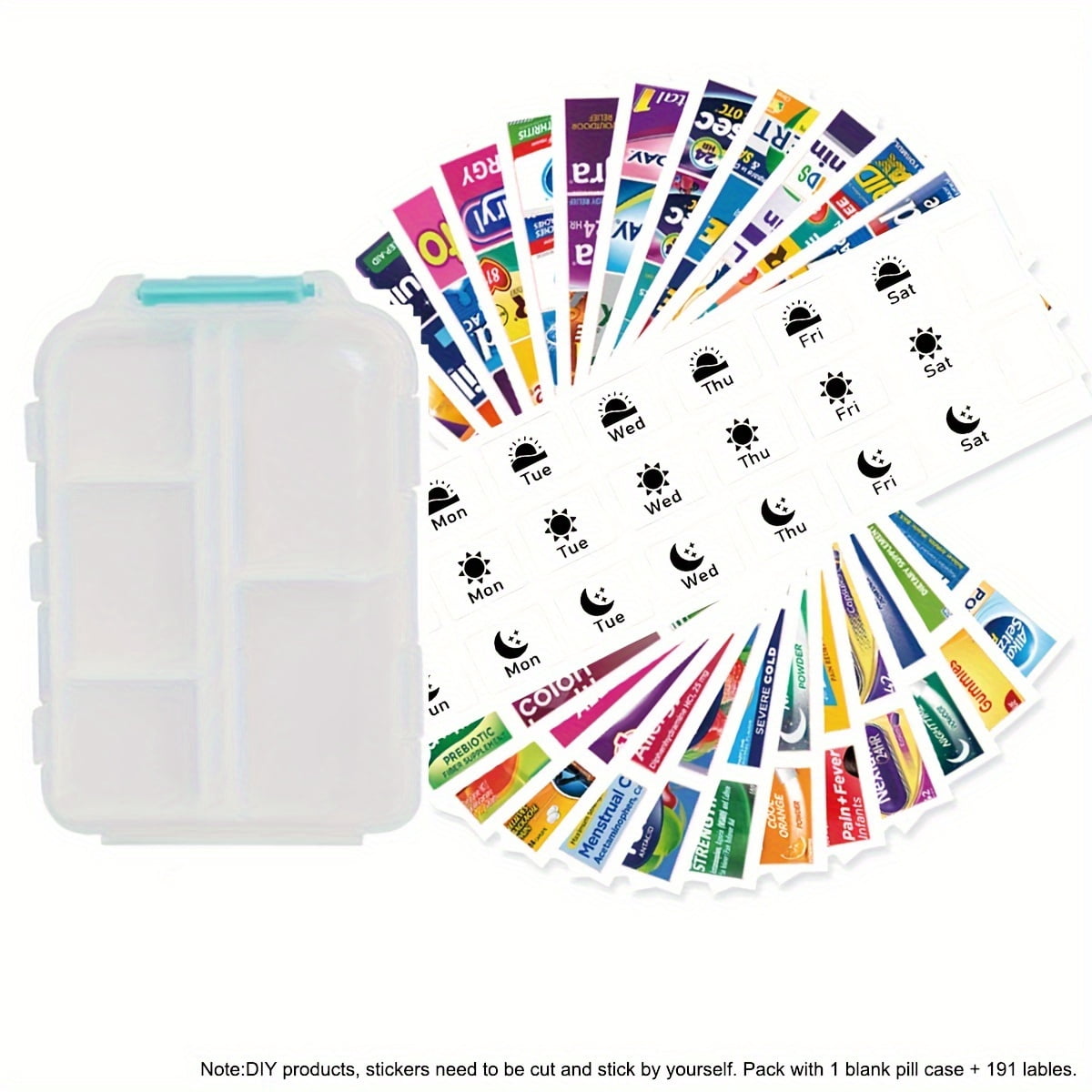 AUMIY 1 Pack DIY Pocket Pharmacy With 191 Medicine Labels & Weekly ...