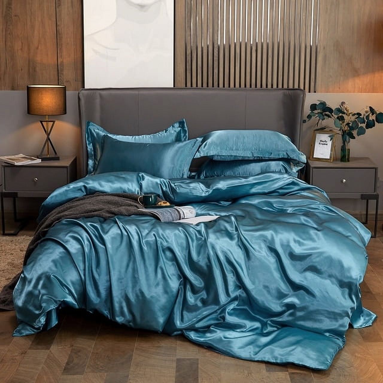 AUMIY Bedding Set Solid Color Luxury Bedding Kit Rayon Satin Duvet
