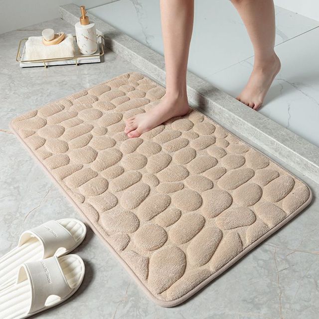 AUMIY Cobblestone Embossed Bath Mat Nonslip Carpets Water Absorption