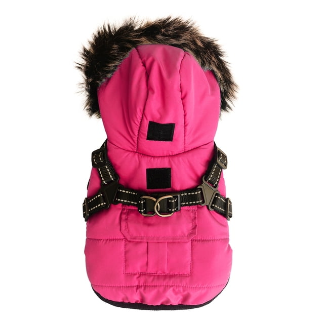 AUMIY Winter Pet Dog Coat Dog Jacket with Harness Warm Soft Windproof