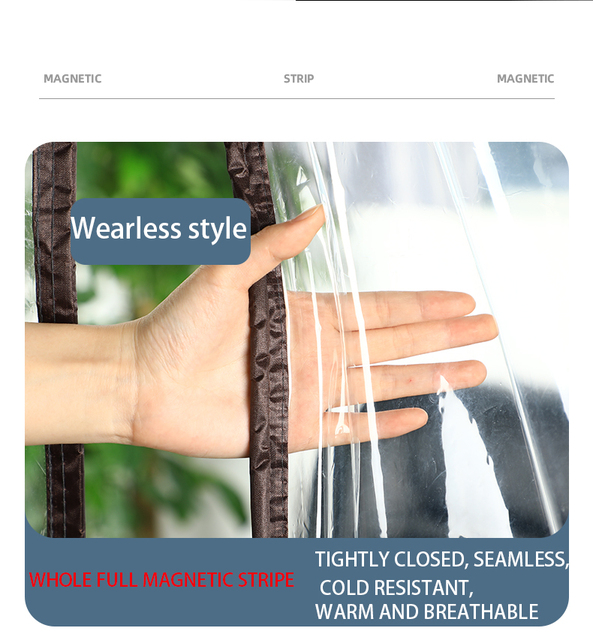 AUMIY  Winter transparent door curtains are windproof  warm  and non perforated air conditioning plastic magnetic suction door curtains