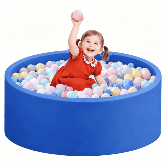 AUNEKIV Kids Foam Ball Pit for Toddlers with Large Baby Ball Pit with Soft Memory Sponge Indoor Outdoor Toys,Blue(No Balls Included)