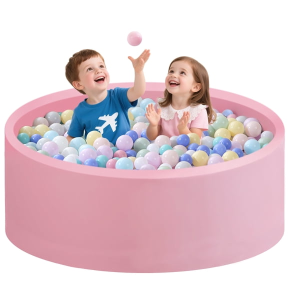 AUNEKIV Kids Foam Ball Pit for Toddlers with Large Baby Ball Pit with Soft Memory Sponge Indoor Outdoor Toys,Pink(No Balls Included)