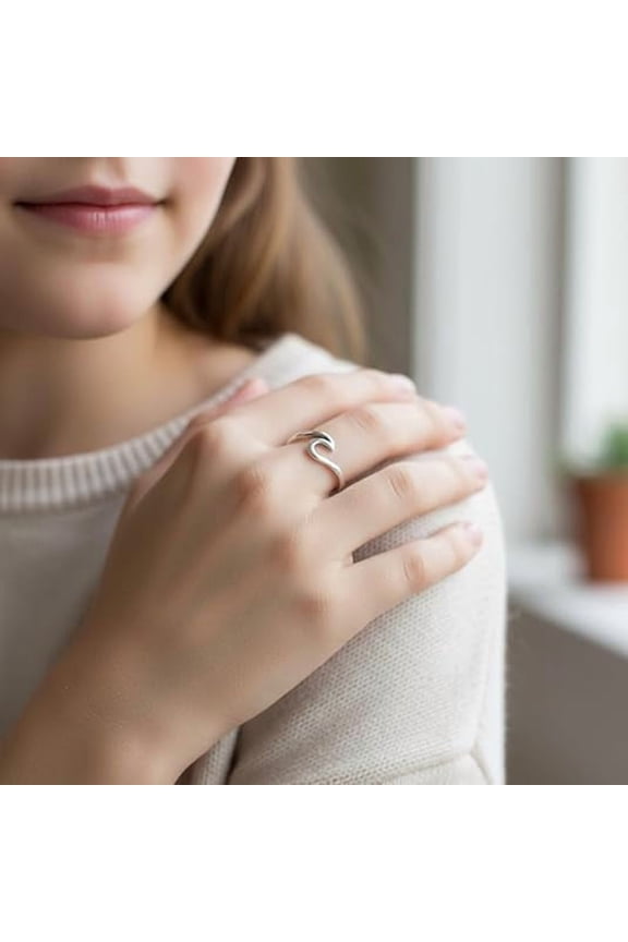 Sterling Silver Wave Ring Silver Band Wave Sea Ocean