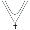 thumbnail image 1 of AUNOOL Cross Necklace for Men Stainless Steel Black Rope Chain Box Chain Cross Necklaces for Men, 1 of 5