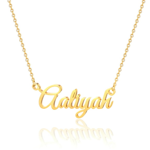 AUNOOL Customized Name for Necklace Women 14K Gold Plated Gold Personalized Name Font Necklace for Women Jewelry Gift