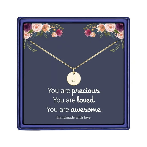 AUNOOL Disc Initial Necklaces for Women 14K Gold Plated Dainty Round Disc Initial Necklace Personalized 26 Letter Initial Pendant Necklaces for Women Jewelry Gifts