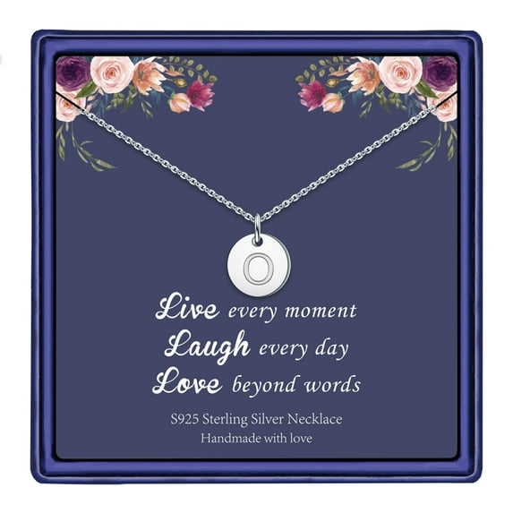 AUNOOL Disc Initial Necklaces for Women S925 Sterling Silver Dainty Round Disc Engraved Initial Necklaces Jewelry Gifts for Women