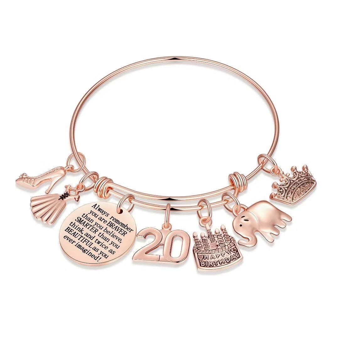 Ursteel 20th Birthday Gifts for Women Daughter, Charm Bracelets 20