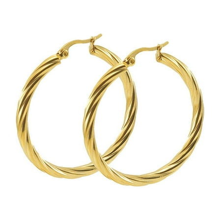 AUNOOL Gold Hoop Earrings for Women 14K Gold Plated Hoops Hypoallergenic Twist Earrings Jewelry