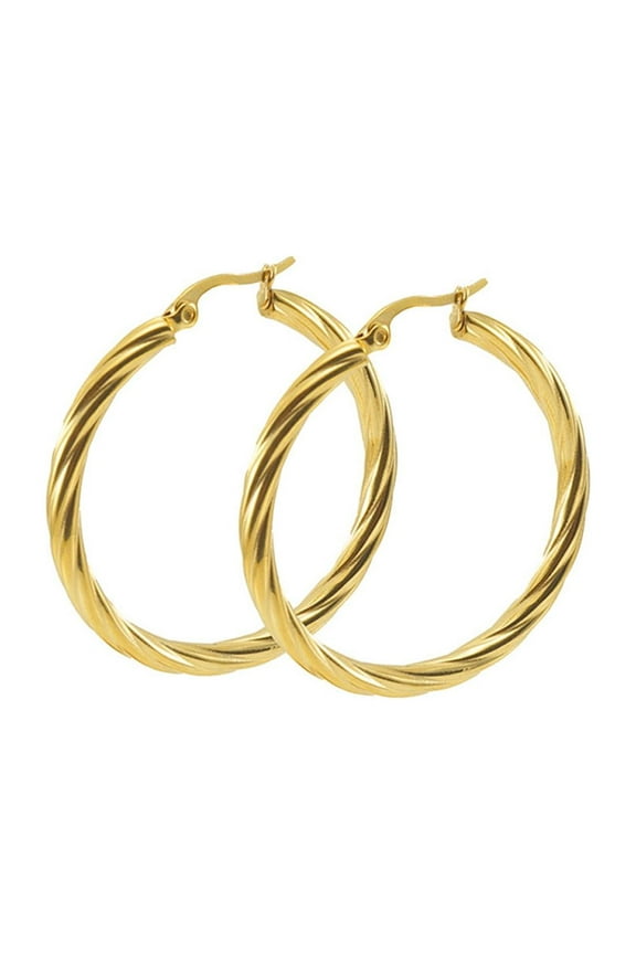 Gold Hoop Earrings for Women 14K Gold Plated Hoops Hypoallergenic Twist Earrings Jewelry