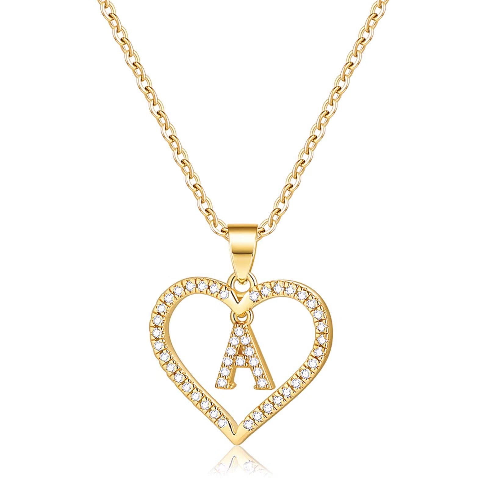 AUNOOL Gold Initial Necklaces for Women Girls Heart Necklaces 14K Gold
