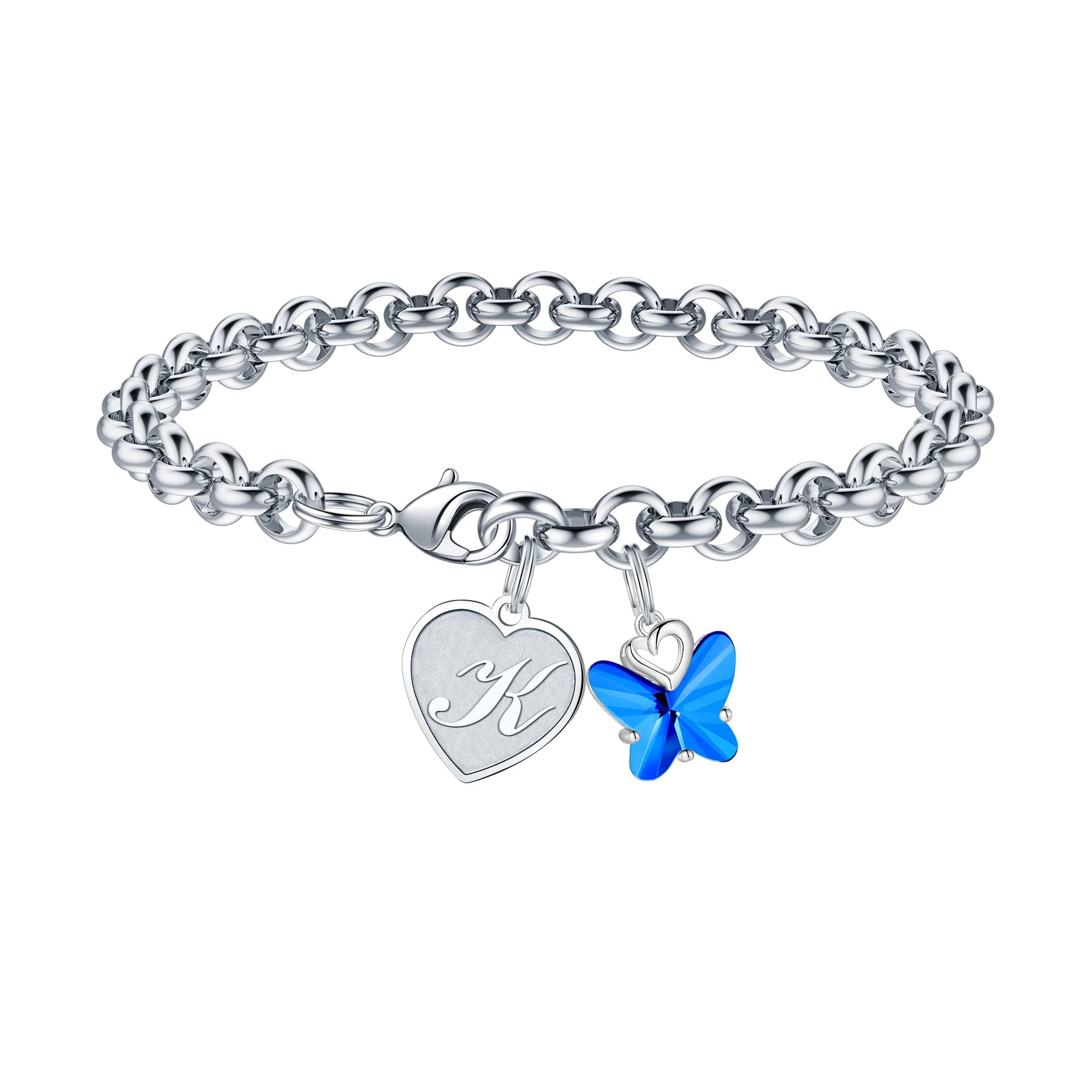 Heart Chain Bracelet 8 in Dainty Charm Bracelet Silver Bracelet for Love Heart Jewelry for Women Mother Teen Girls