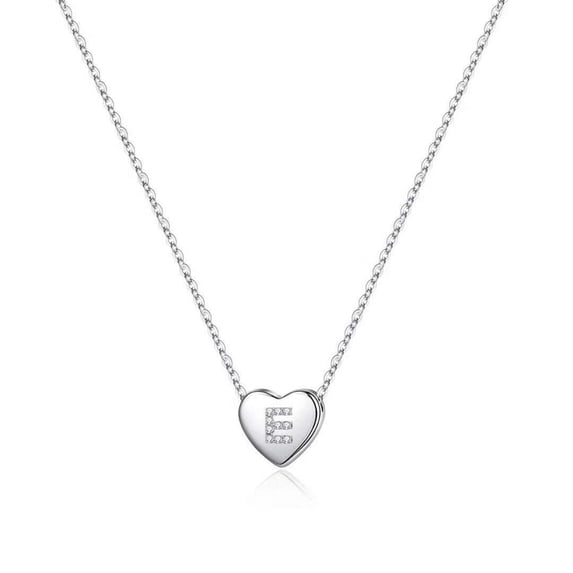 AUNOOL Heart Initial Necklaces for Women Heart Necklaces Dainty Hypoallergenic S925 Sterling Silver Cubic Zirconia Letter Initial Heart Necklace for Women Jewelry Gifts