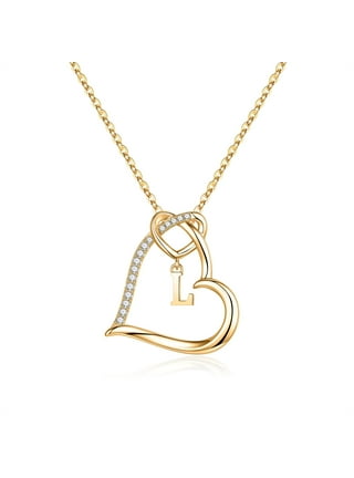 Yubnlvae Necklaces & Pendants Az Initial Clavicle Jewelry Custom Day  Jewelry Necklace Gift Heart Pendant Love Necklace Necklace Name Jewelry 26  Girl