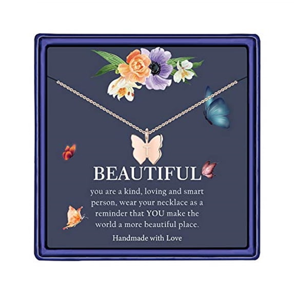 IEFSHINY Initial Butterfly Necklaces for Women Initial Butterfly Necklace Jewelry Birthday Gift Wedding Gifts for Women