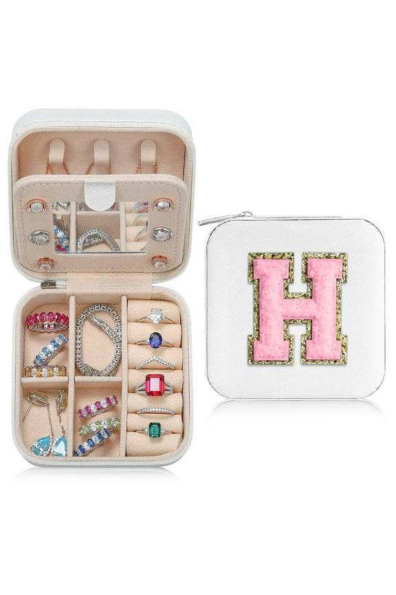 Initial Jewelry Boxes for Women Travel Essentials Storage Box Holder for Earrings Rings Birthday Gifts for Women Jewelry Box Gifts