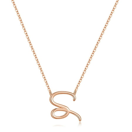 AUNOOL Initial Necklaces for Women 14K Gold Plated Cursive Letter Pendant Necklace for Women Graduation Jewelry Gifts