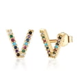 thumbnail image 1 of AUNOOL S925 Sterling Silver Earrings for Women 14K Gold Plated CZ Hypoallergenic Colorful Initial Stud Earrings for Women Jewelry Gifts, 1 of 7