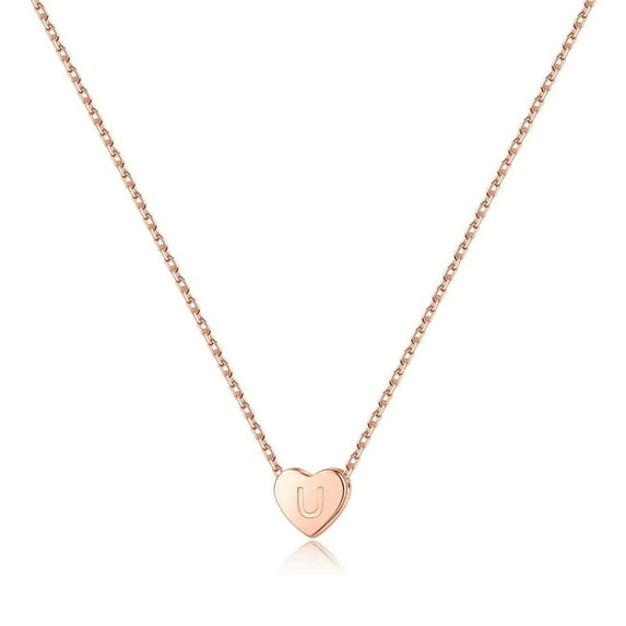 AUNOOL S925 Sterling Silver Necklace for Women Personalized Heart Necklace Initial Necklaces Letter Necklace for Women Dainty Necklace for Women Jewelry Gifts