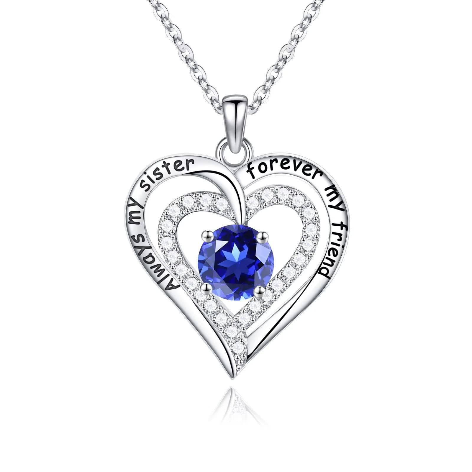 AUNOOL Sister Gifts from Sister Birthstone Necklace 925 Sterling Silver