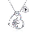 thumbnail image 1 of AUNOOL Unicorn Initial Necklaces for Women 14K White Gold Plated Colorful CZ Heart Pendant Unicorn Necklaces for Women Unicorn Jewelry Gifts, 1 of 6