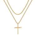 thumbnail image 1 of AUNOOOL Layered Cross Necklace for Men Stainless Steel Cross Necklace Layered Rope Chain Snake Chain Cross Pendant for Men Women Boy Girls, 1 of 6