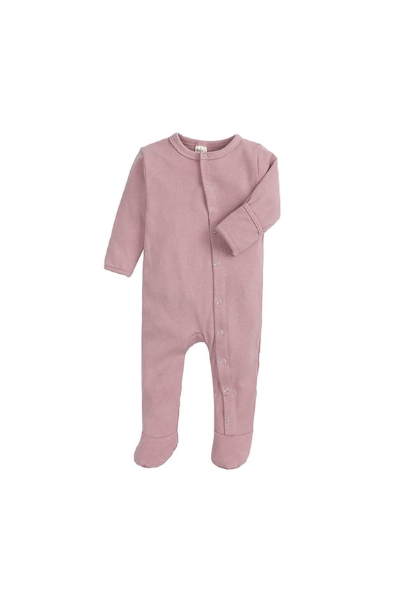0-12M Unisex Baby Soft Cotton Long Sleeve Romper Full-Length One-Piece Pajamas with Snap Closure for Easy Diaper Change