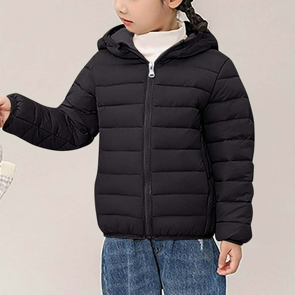 AUNVITO 2025 Trendy 3-16 Years Children's Fashion Solid Color Lightweight Down Cotton Jacket Long Sleeved Hooded Casual Jacket/jacket