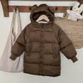 thumbnail image 1 of AUNVITO 2025 Trendy Children's Solid Color Hooded Cotton Jacket With Medium To Long Length And Thick Velvet Zipper Cover, 1 of 3