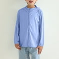 thumbnail image 1 of AUNVITO 2025 Trendy Children's Solid Color Sun Protection Clothing With Long Sleeves And Zippered Hooded Cardigan Jacket For Large Children, 1 of 5