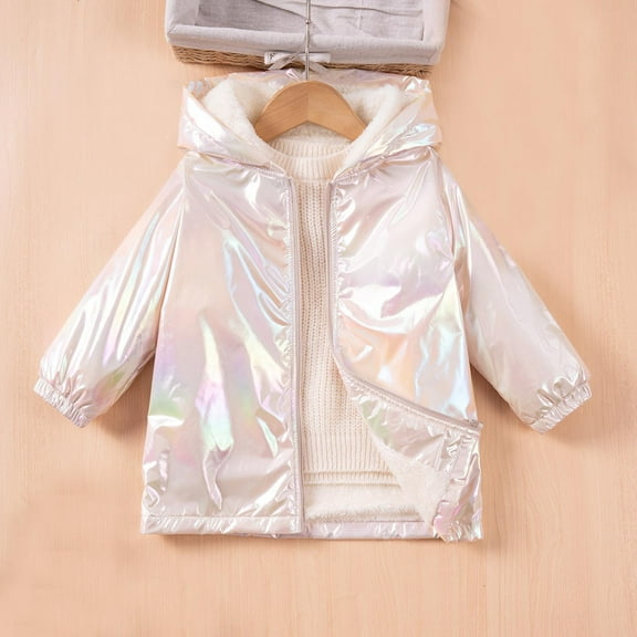 AUNVITO 2025 Trendy Children's Spring Long Sleeved Hooded Velvet Coat Colorful Cool Zipper Jacket Top