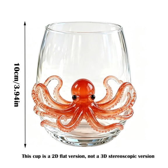 AUNVITO 2D Handmade Sea Animal Drinking Glass for Coastal Home Decoration Marine Lover Gift Beach House Kitchenware Collection Tableware