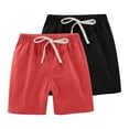 thumbnail image 1 of AUNVITO 2PC Boys Girls Casual Sporty Shorts with Drawstring Elastic Waist Summer Pure Color, 1 of 8