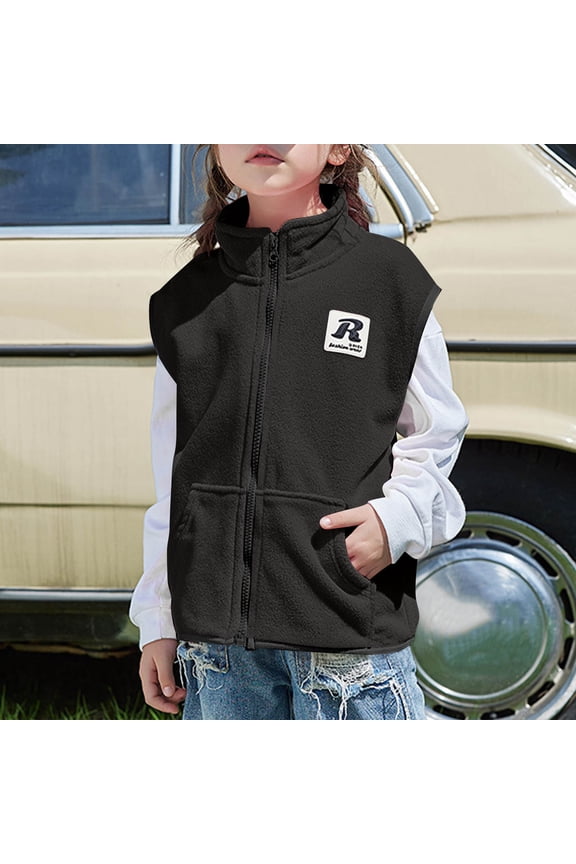 3-15Y Boys & Girls Double-Sided Fleece Vest Full-Zip Thermal Warm Winter Fall Layering Sleeveless Casual Outerwear Innerwear Lightweight 360g