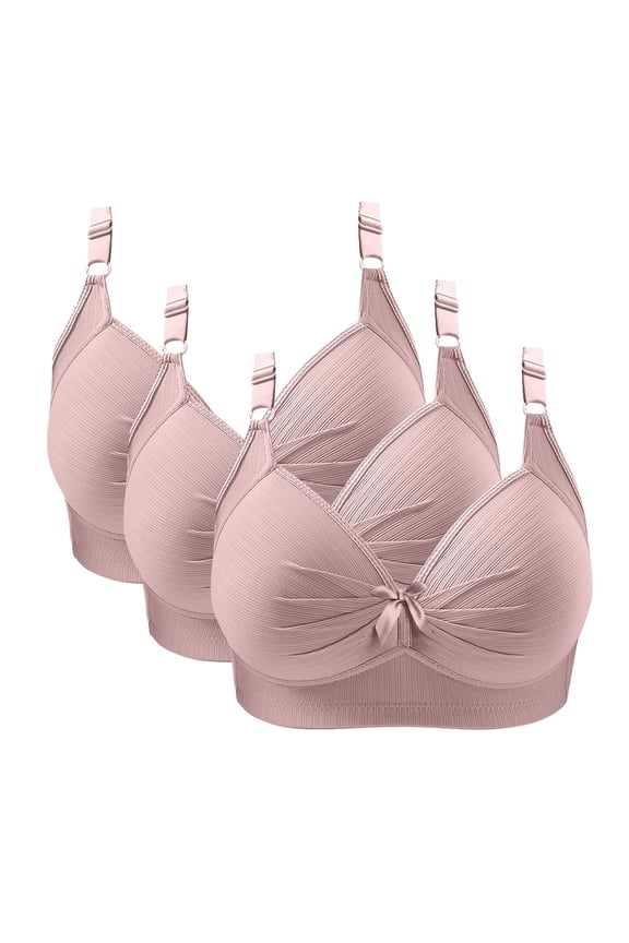 3PC Women's Wireless Bras Seamless Comfort Everyday Underwear Soft Nylon Spandex V-Neck Casual Intimate Lingerie for Sleep & Couples